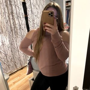 Pink open shoulder sweater